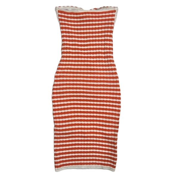 Willow & Wind Strapless Knit Bodycon Midi Dress Crochet Ribbed Fitted Dress S - Picture 8 of 11